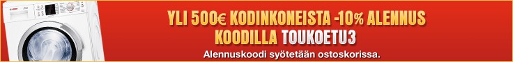 Alennuskoodilla TOUKOETU3 10% alennus kaikista yli 500€ kodinkoneista! Voimassa rajoitetun ajan!
