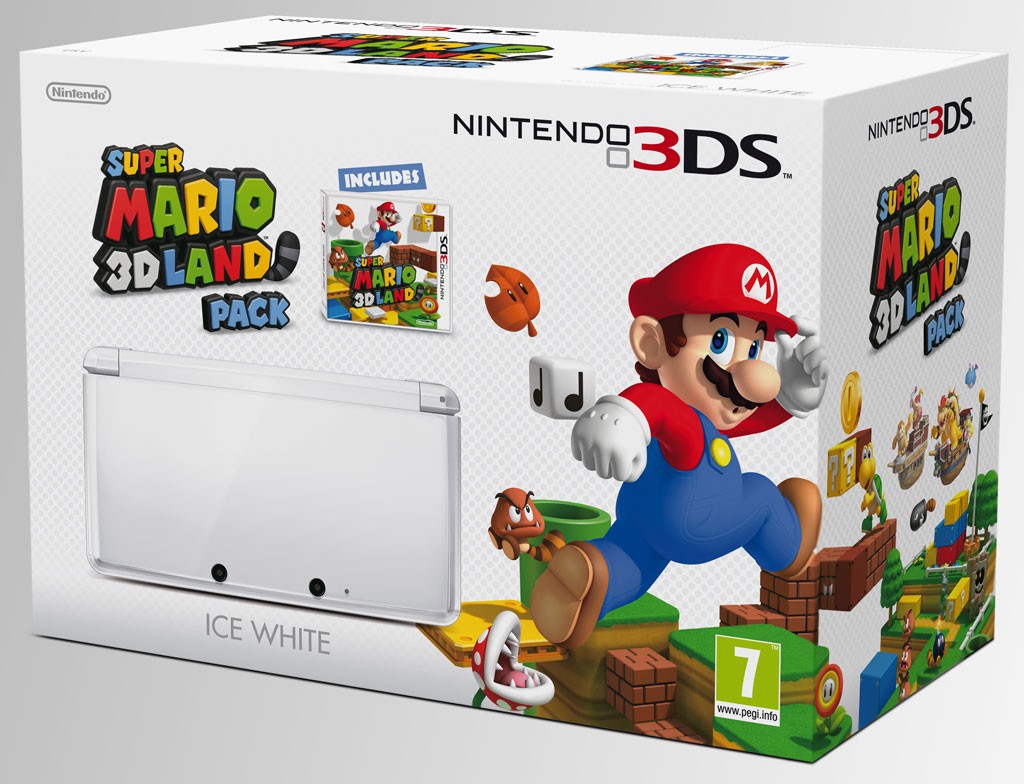 Nintendo 3DS Ice White + Super Mario 3D Land - přenosn&aacute; hern&iacute; konzole