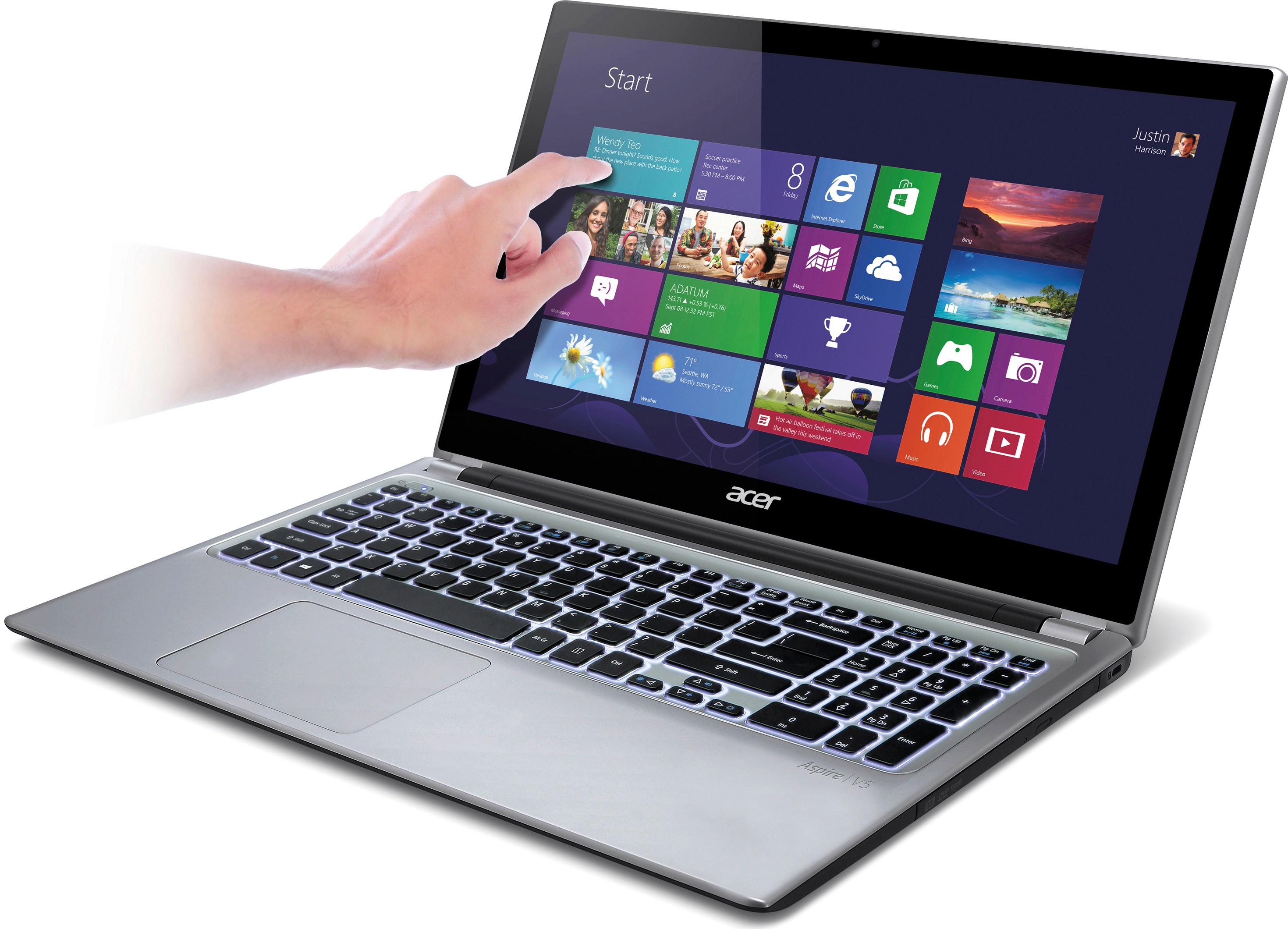 Acer Aspire V5 15.6" bærbar PC (sølv)