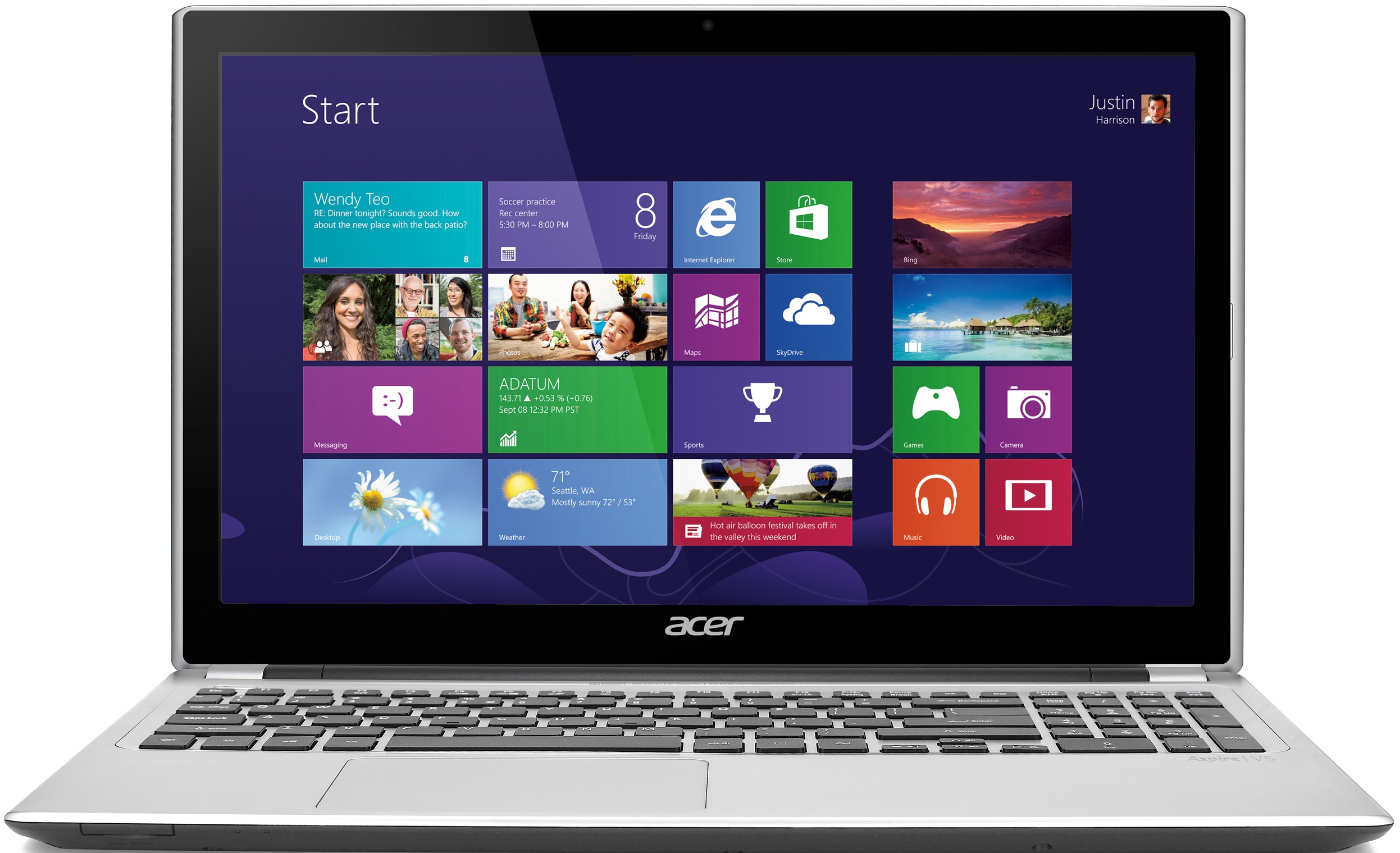 Acer Aspire V5 15.6" bærbar computer (Sølv)