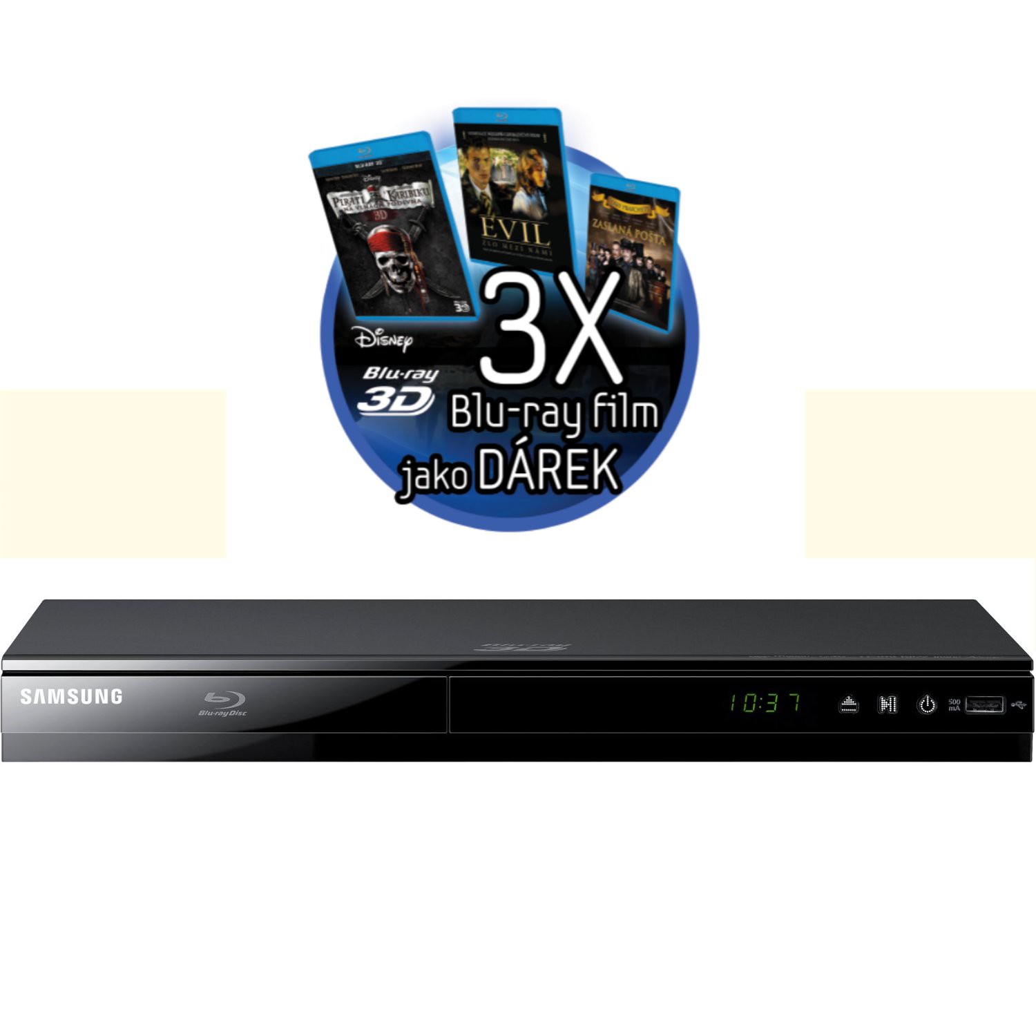 Samsung BD-E5500 - blu-ray přehr&aacute;vač + 3 ks BR filmů