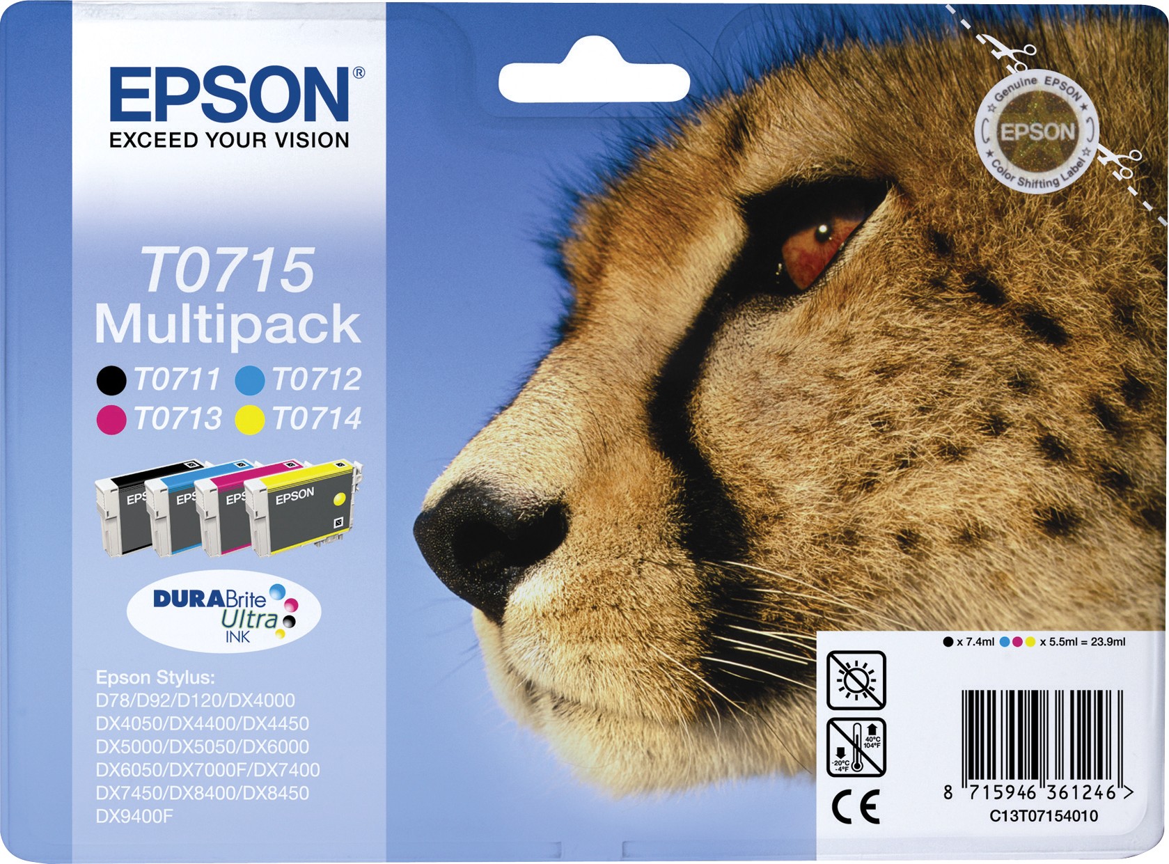Epson Multipack T0715 - Sort, gul, cyan, mag
