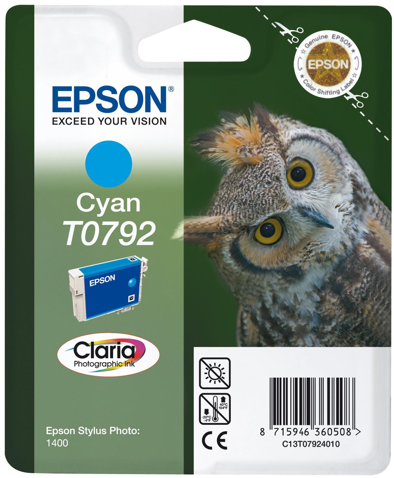 Epson Claria blekkpatron T0792 (cyan)