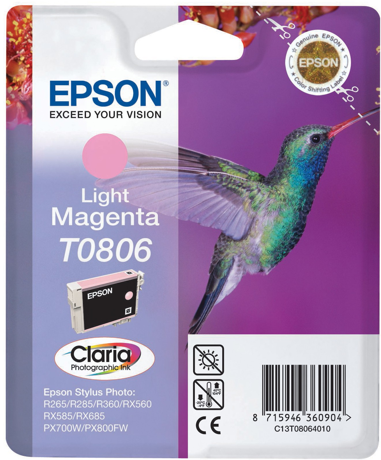 Epson Claria Ink -muste T0806 (vaalea magenta)