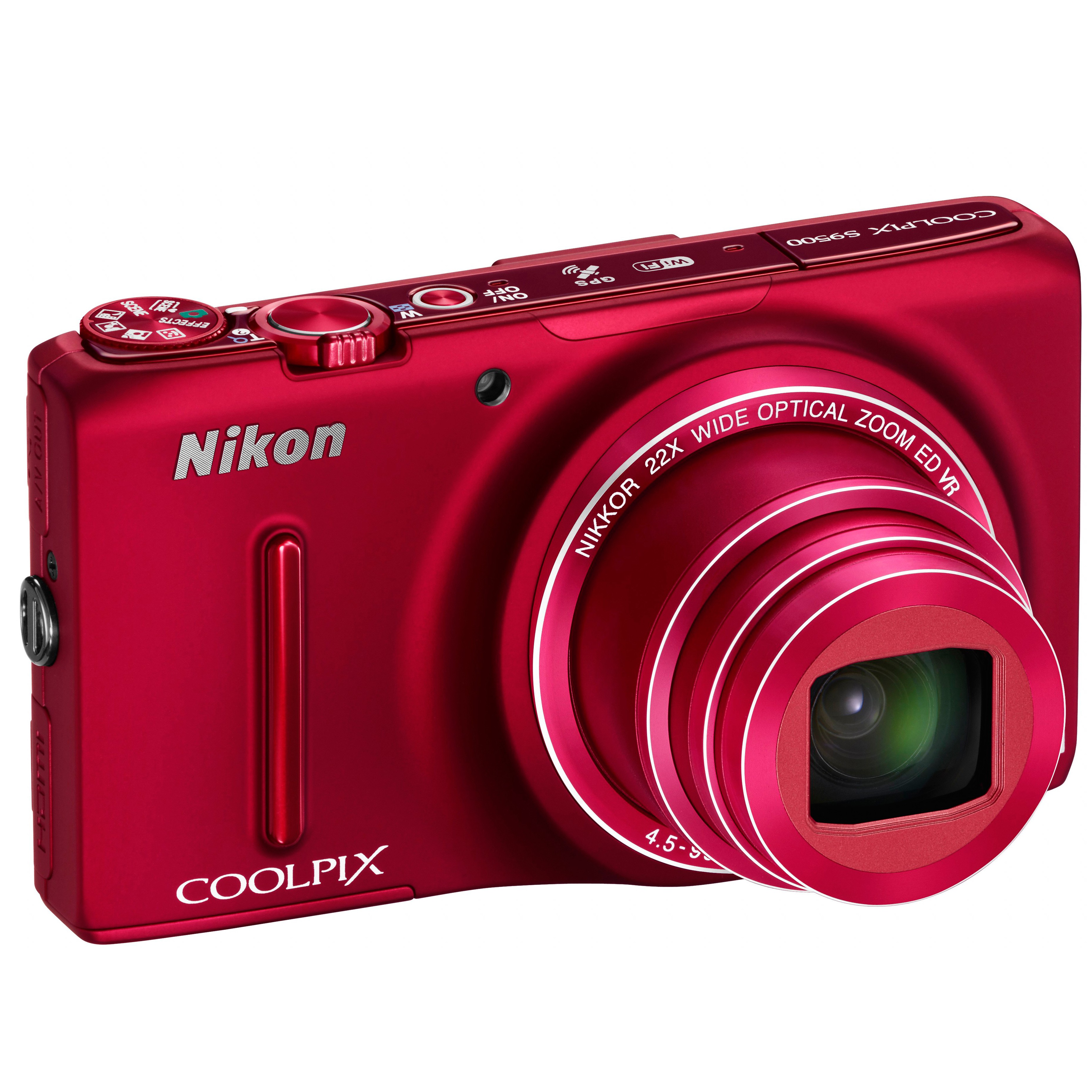 Nikon Coolpix S9500 kompaktkamera (rød)