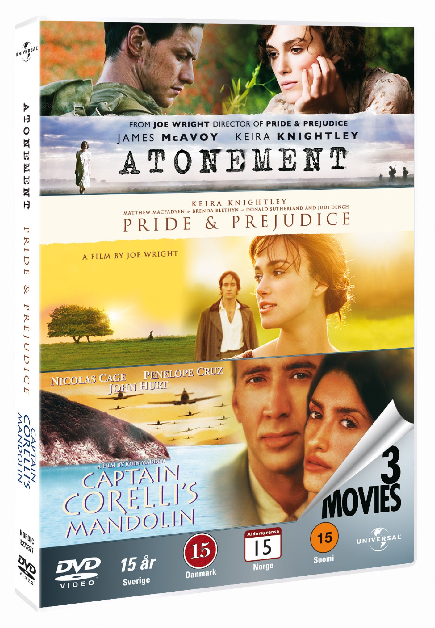 Atonement/Pride & Prejudice/Captain Corelli's Mandolin