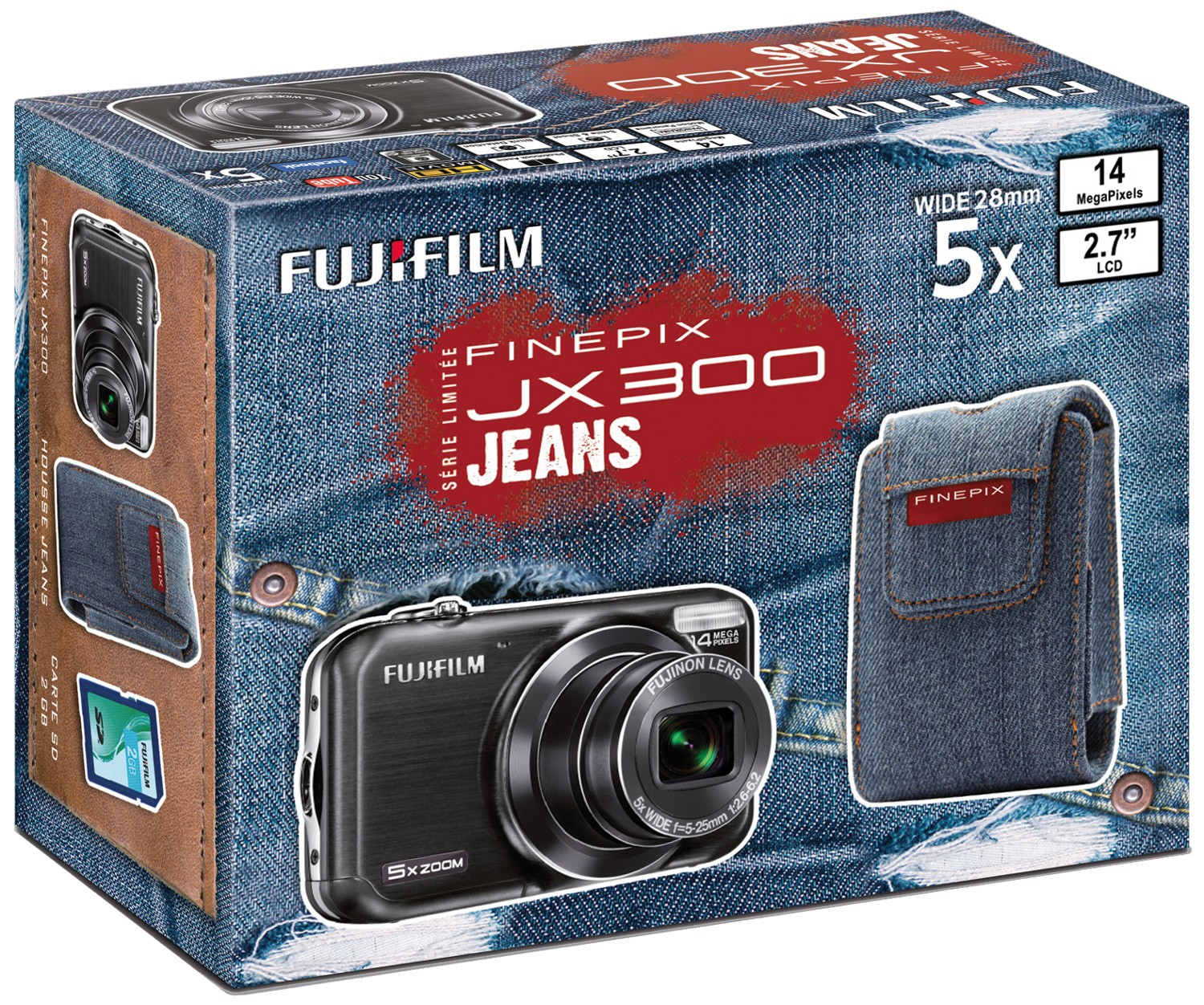 Fujifilm FinePix JX300 čern&yacute; jeans pack - fotoapar&aacute;t