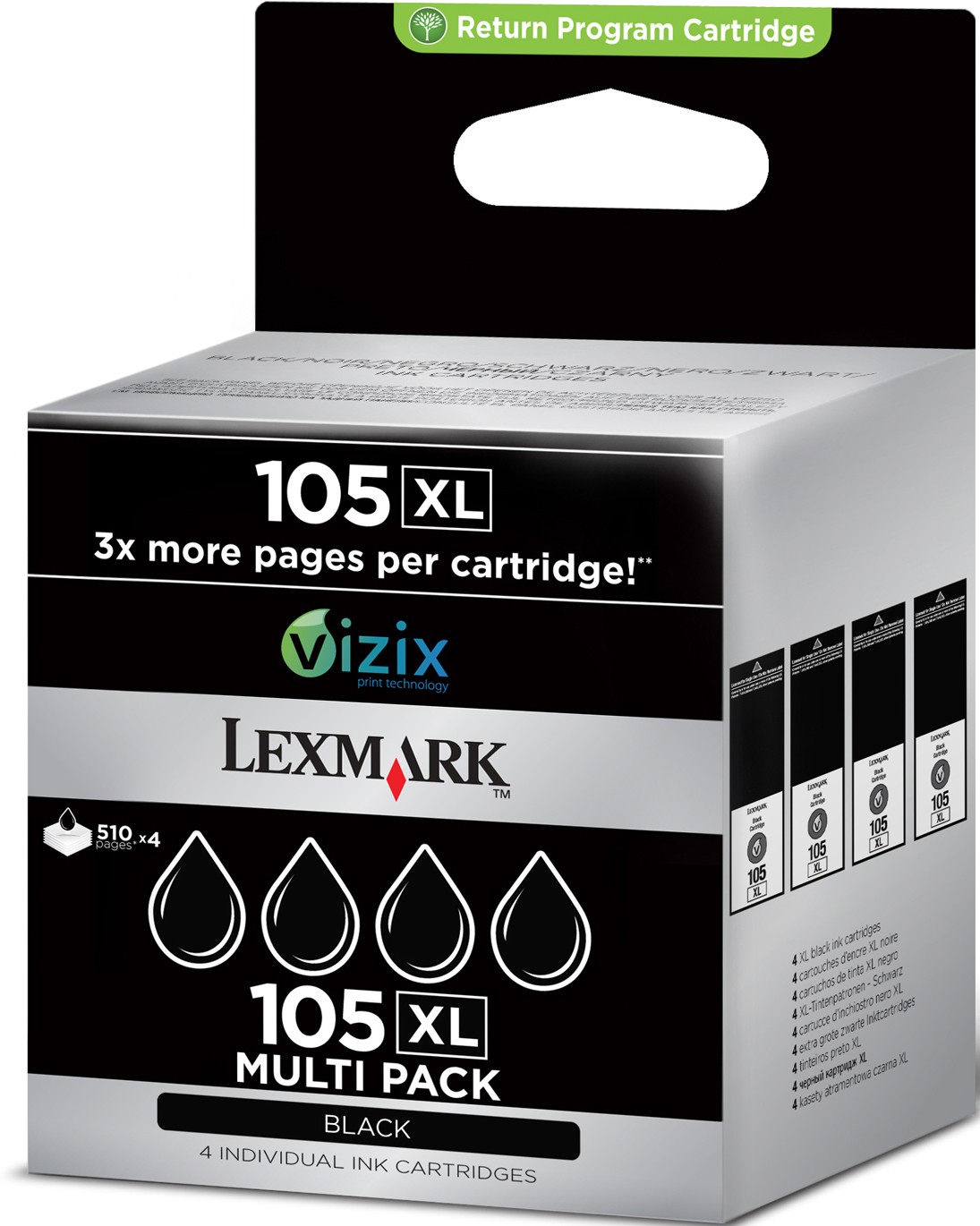 Lexmark Bläckpatron 105 XL Vizix (svart) 4-pack