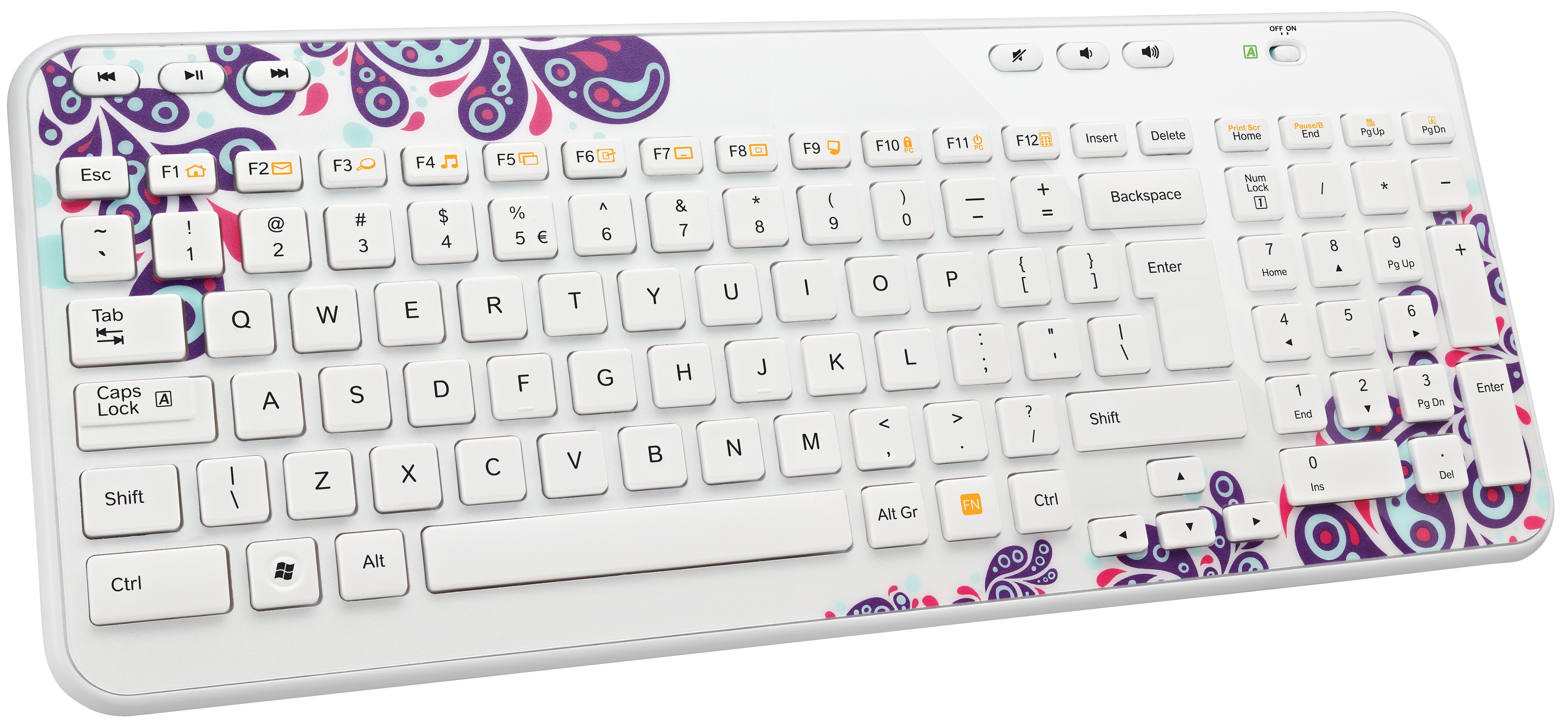 Logitech trådløst tastatur K360 (white pasley)