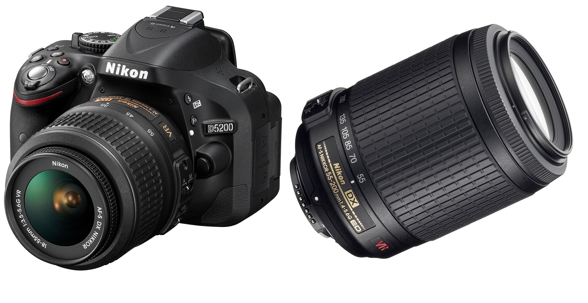 Nikon D5200 + 2 objektívy: AF-S DX Nikkor 18-55mm VR a AF-S DX Nikkor 55-200mm VR – zrkadlovka