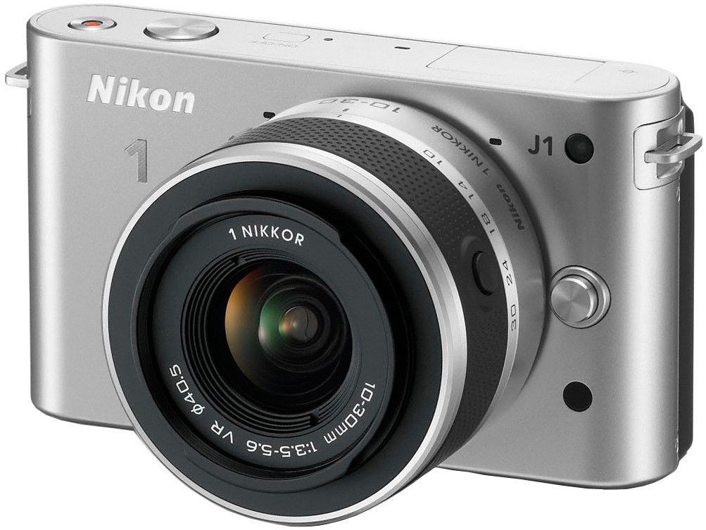 Nikon systemkamera 1 J1 + VR 10-30 mm (s&oslash;lv)