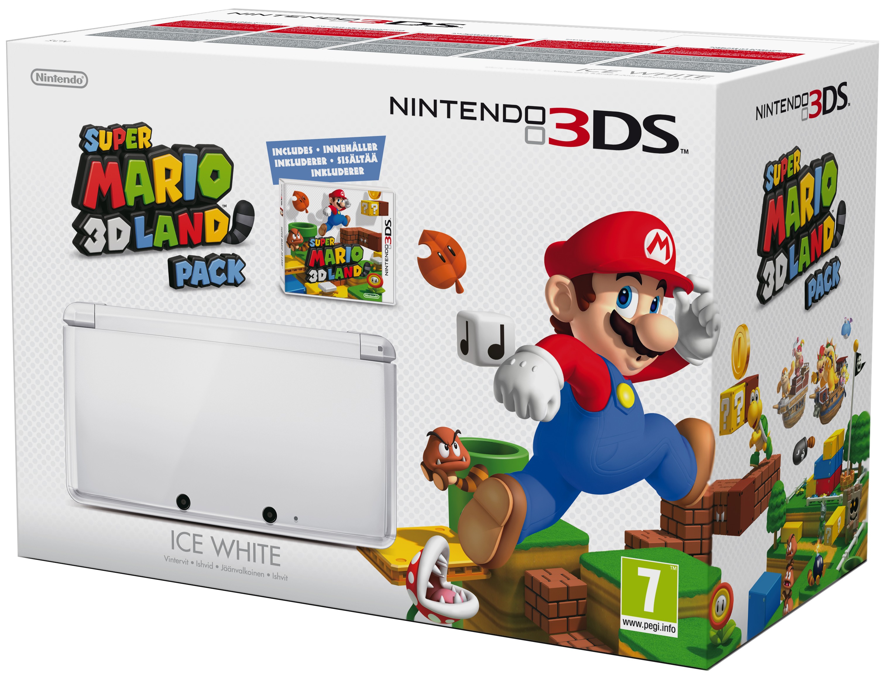Nintendo 3DS (hvit) + Super Mario 3D Land