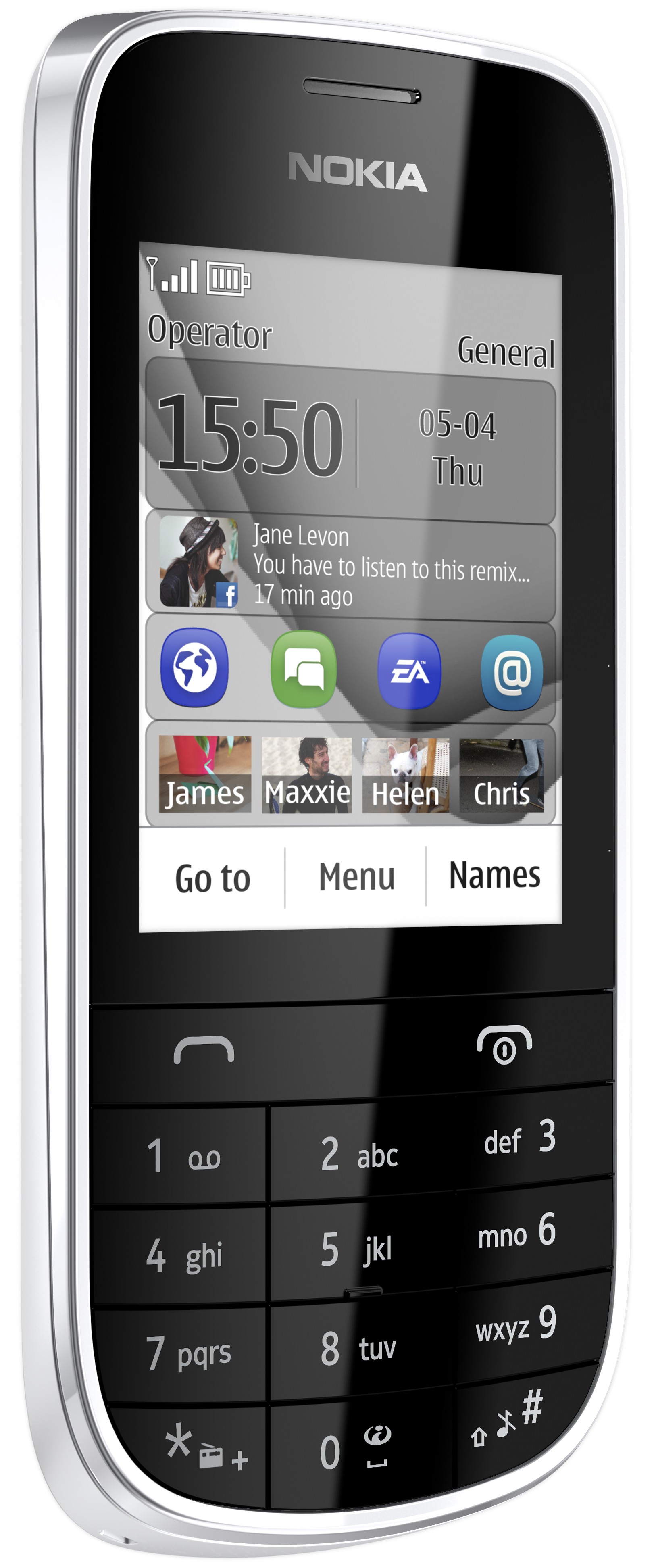 Nokia Asha 203 mobile phone (silver/hvid)