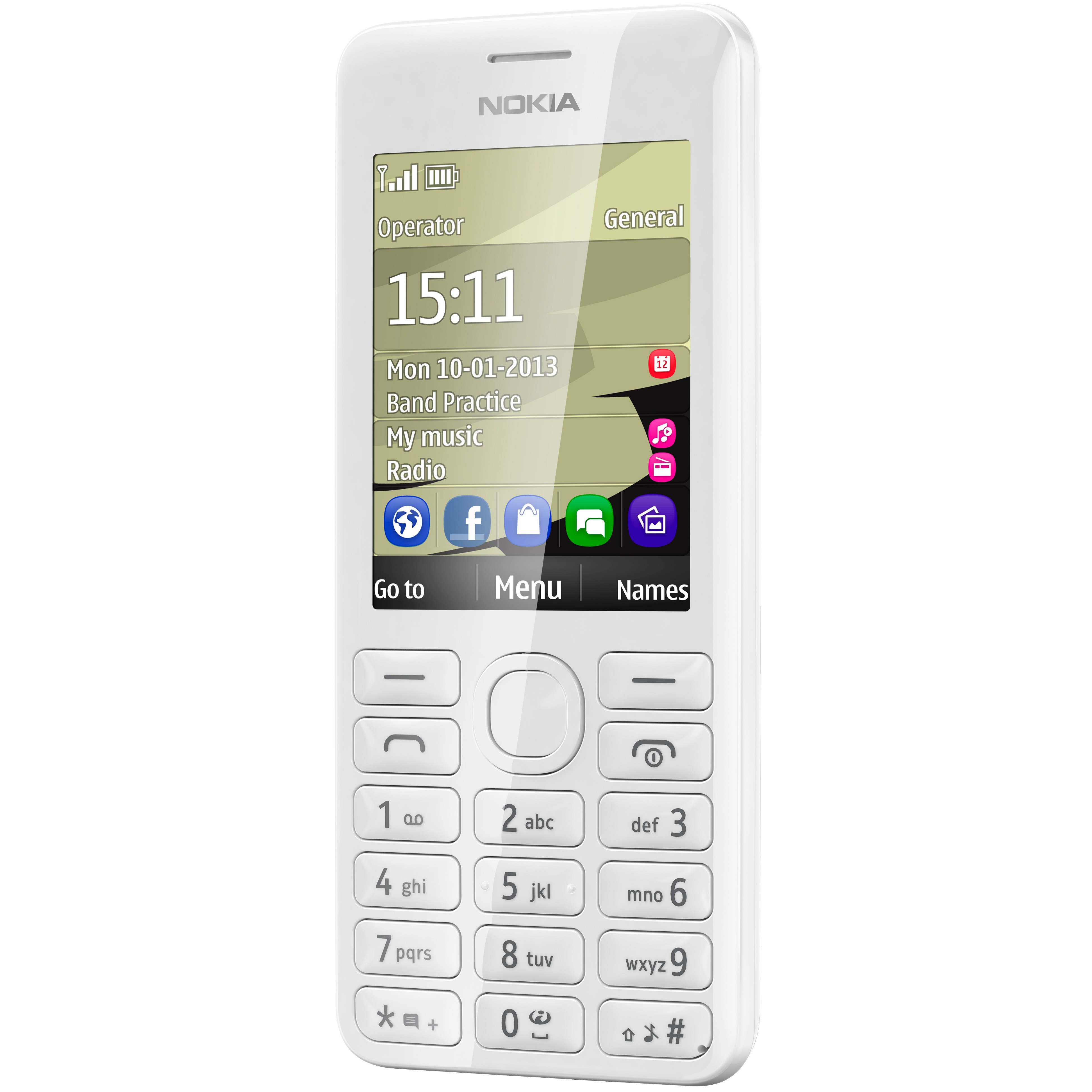 Nokia 206 mobiltelefon (hvid)