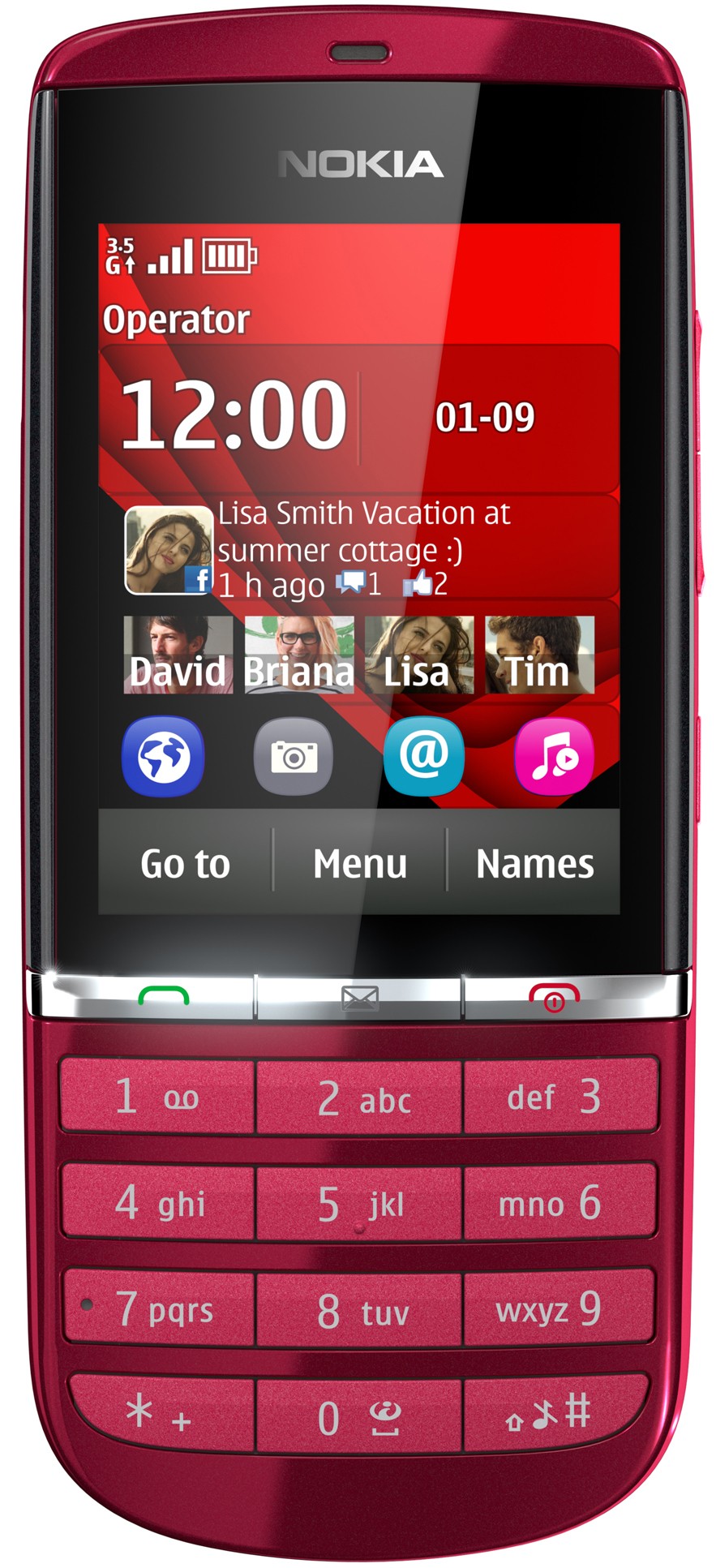 Nokia Asha 300 Mobiltelefon (r&ouml;d)