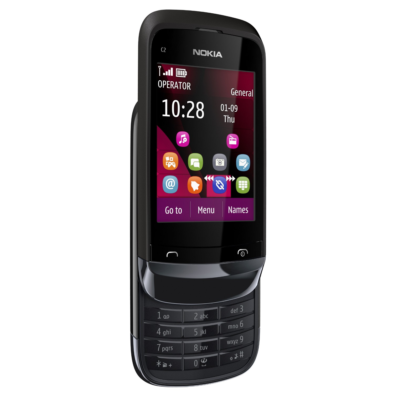 Nokia C2-02 Touch and Type Black/Čern&yacute;- mobil