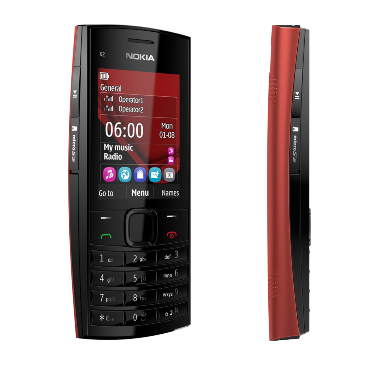 Nokia X2-02 červen&aacute; (red) - mobil