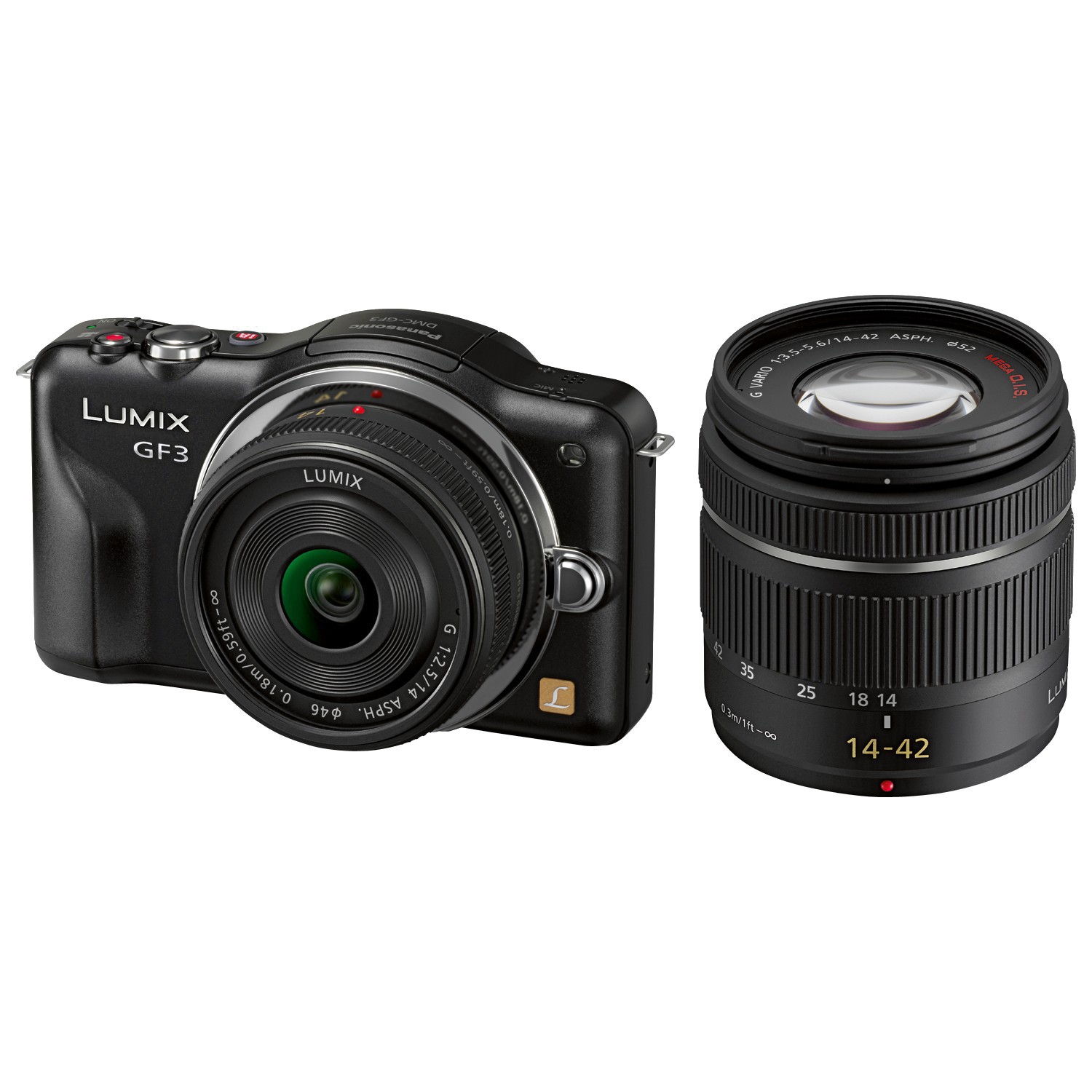 Panasonic DMC-GF3 - zrkadlovka (2 objekt&iacute;vy)