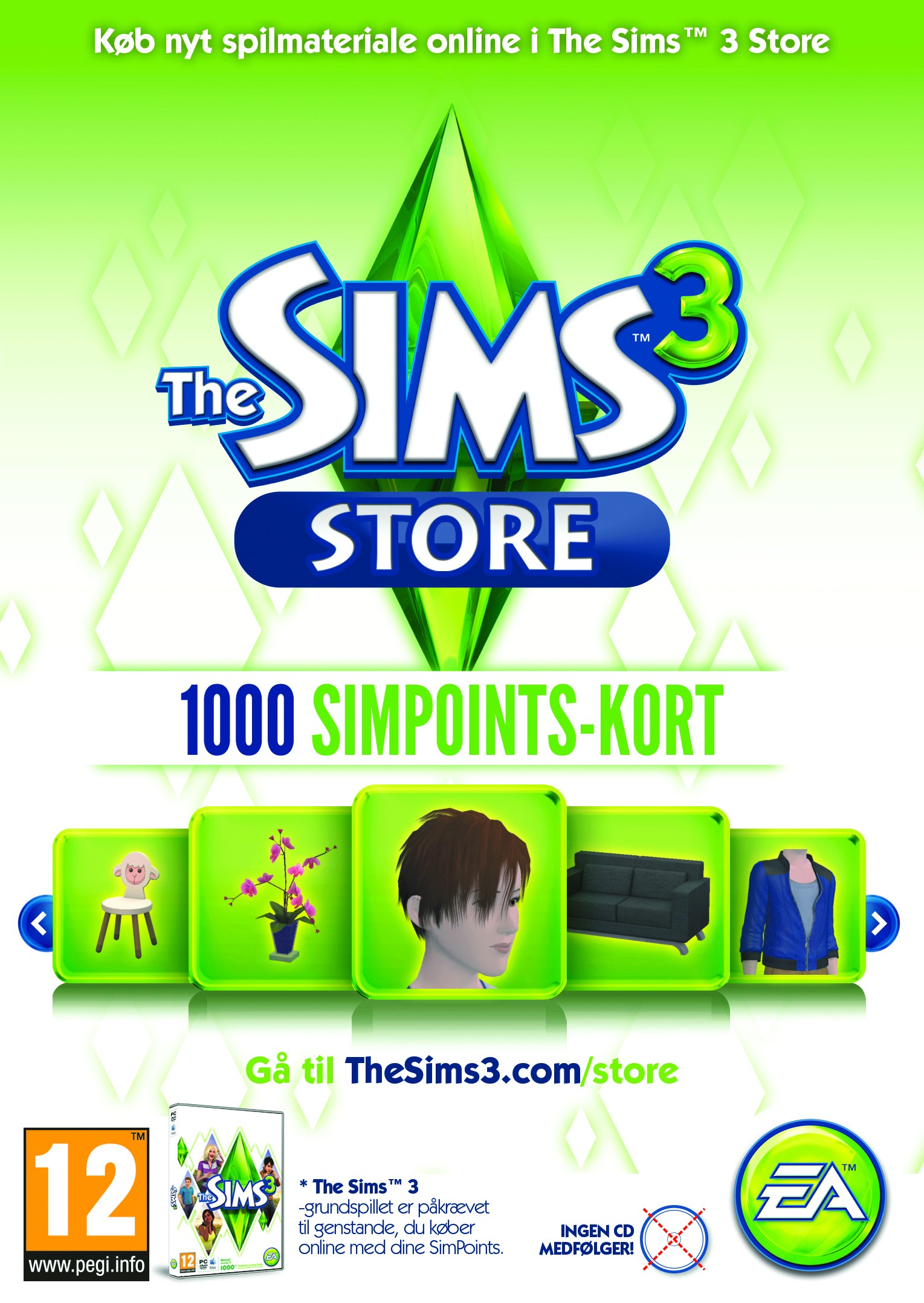 The Sims 3 Store - 1000 Simpoints-kort (PC)