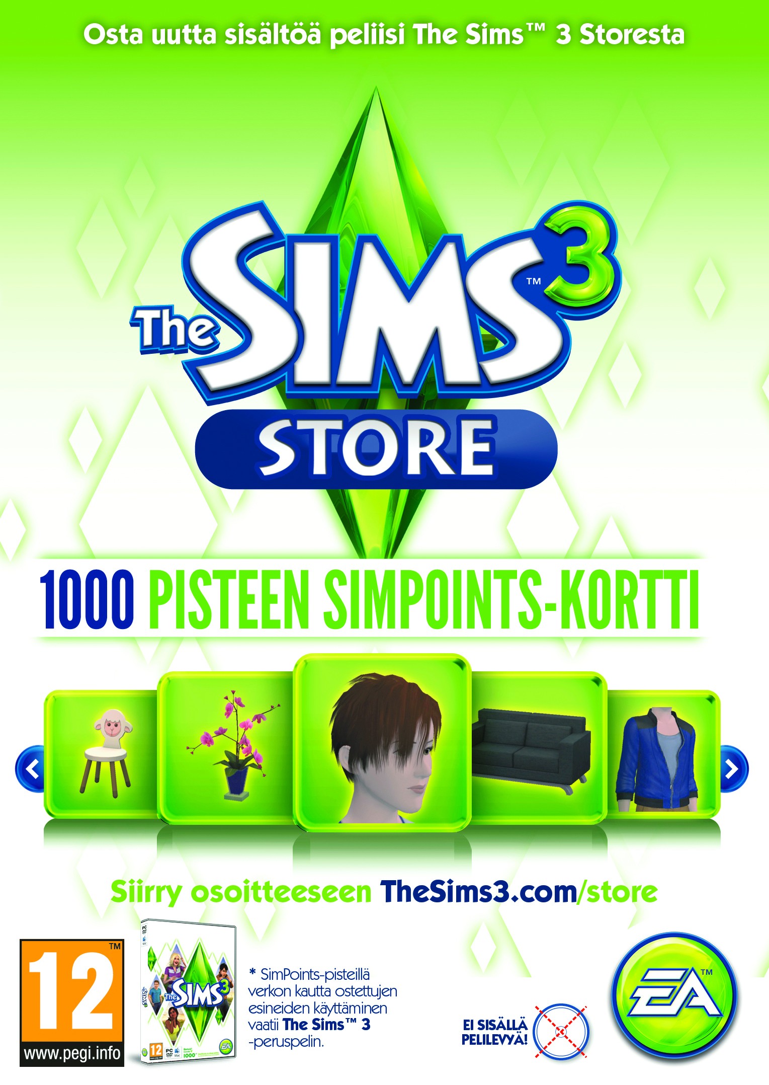 The Sims 3 Store - 1000 pisteen Simpoints -kortti (PC)