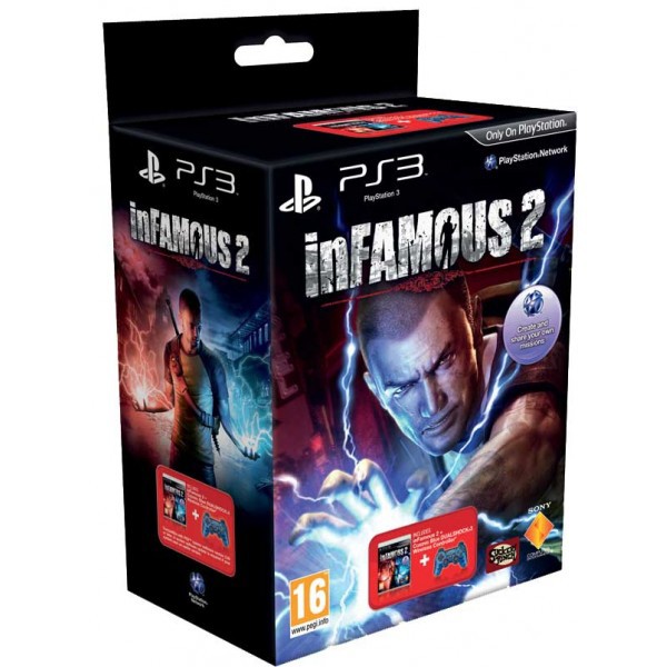 Sony DualShock 3 Blue + inFamous 2 - set ovladače a hry pro PS3
