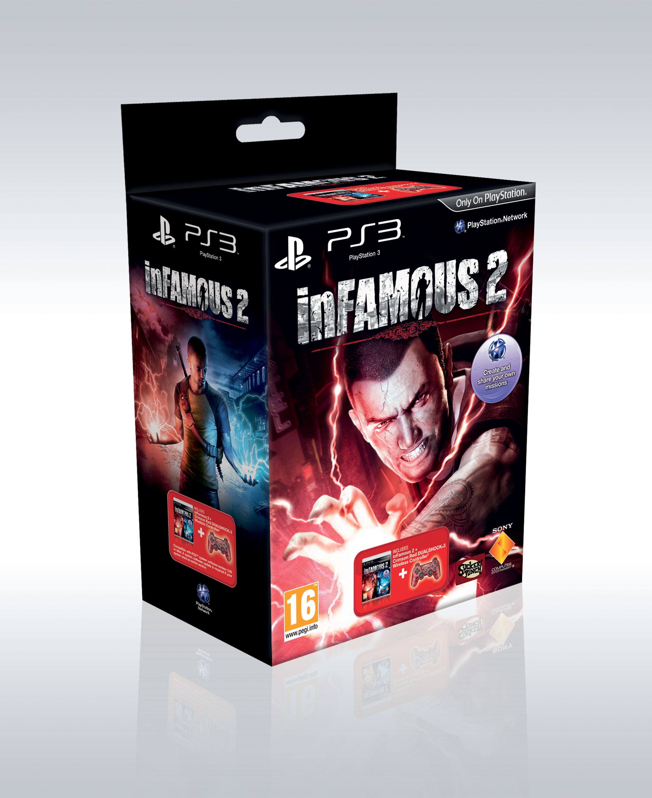 Sony DualShock 3 červen&yacute; + inFamous 2 - set ovl&aacute;dača a hry pre PS3