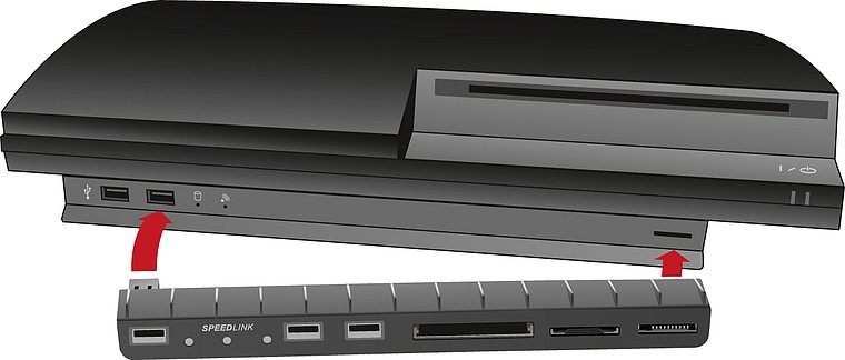 Speed Link XYNC Media & USB Hub for PS3 Slim, black, SL-4426-SBK