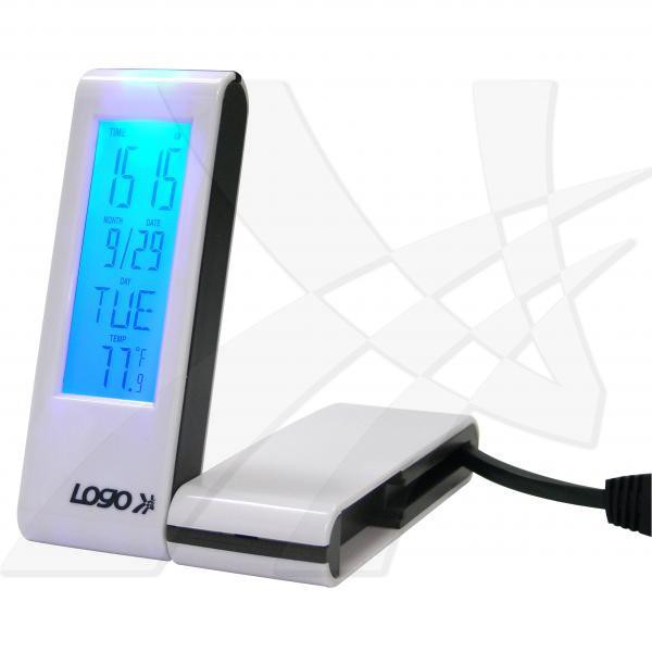 USB hub 4-port s LCD displejem QUDE031T0L bílý