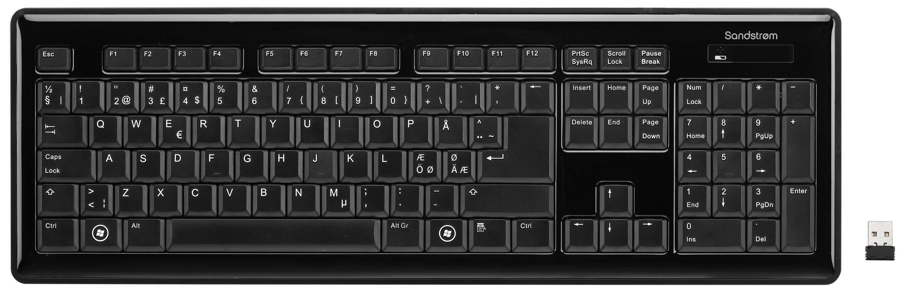 Sandstrøm trådløst tastatur (sort)