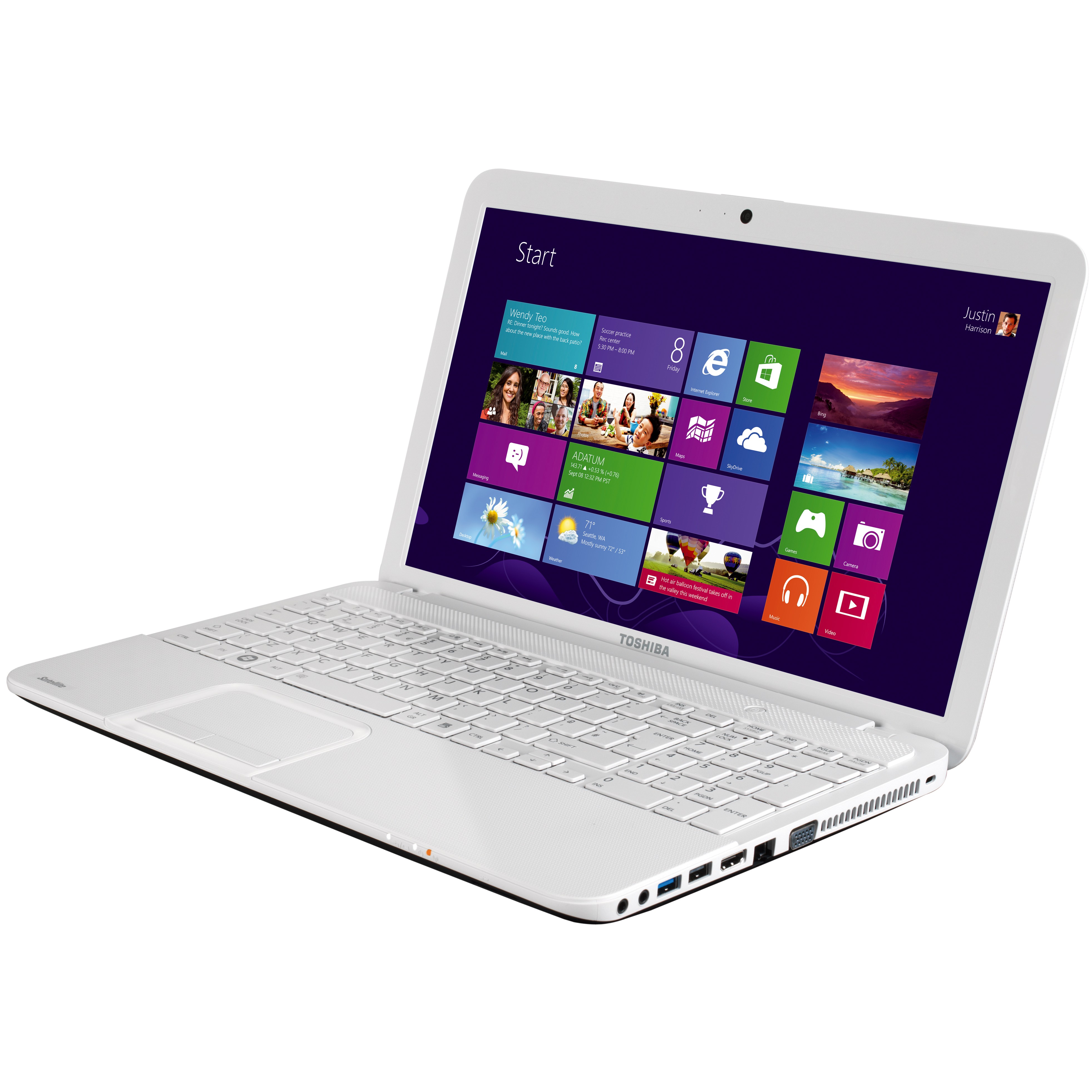 Toshiba Satellite 15.6" bærbar PC (hvit)