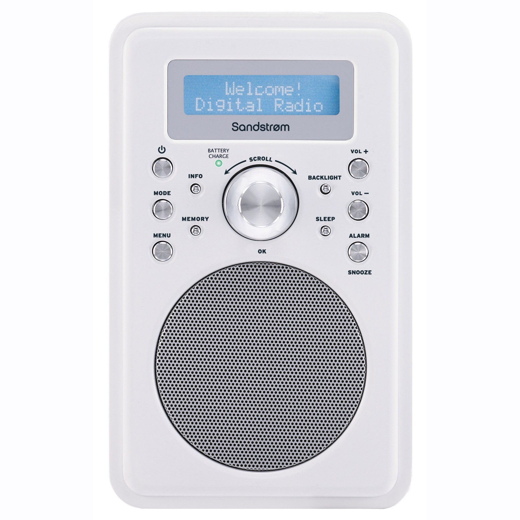 Sandstrøm FM/DAB+ radio SVDRW12E (hvit)