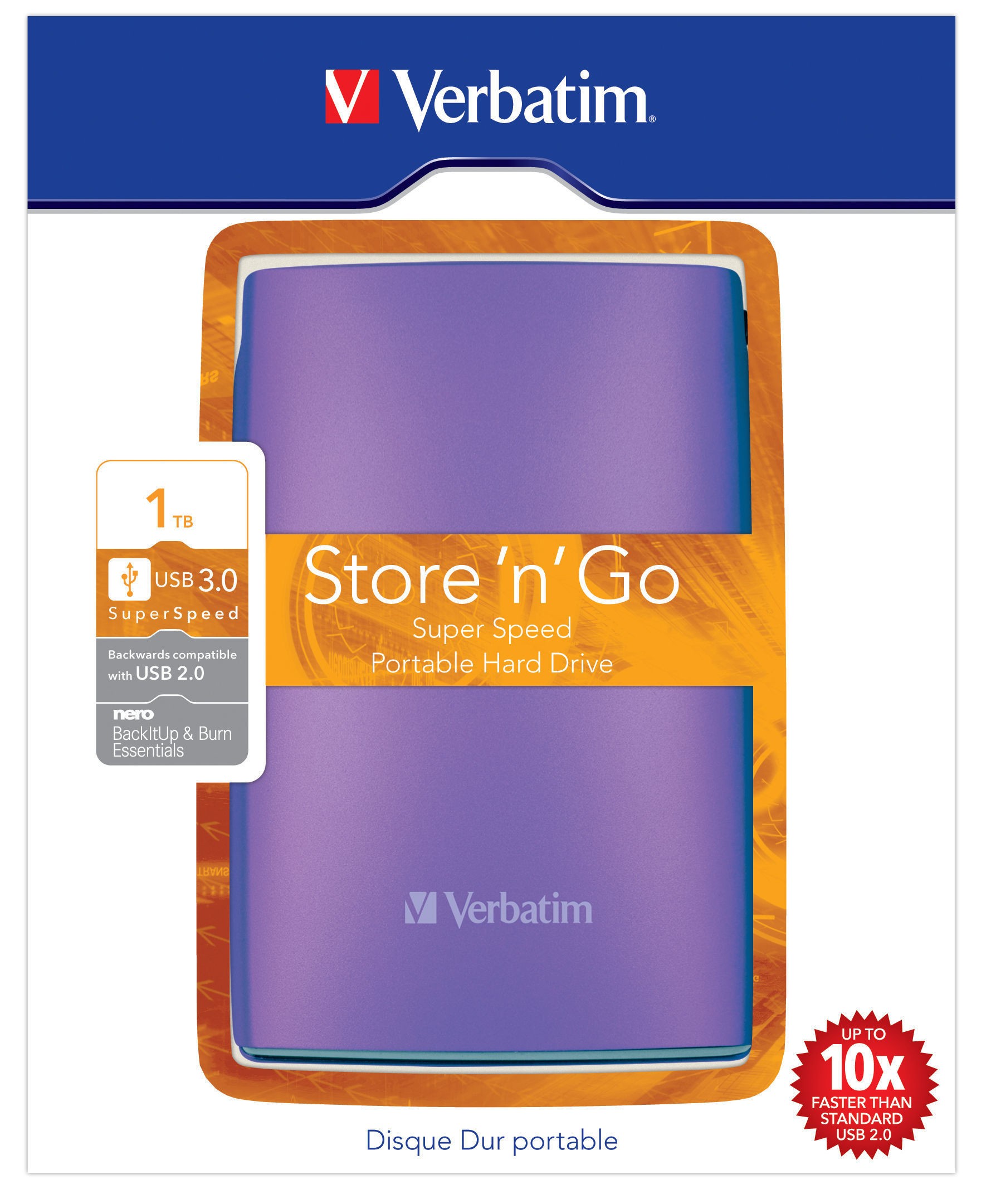 Verbatim Store'n'Go 1 TB ekstern harddisk (fiolett