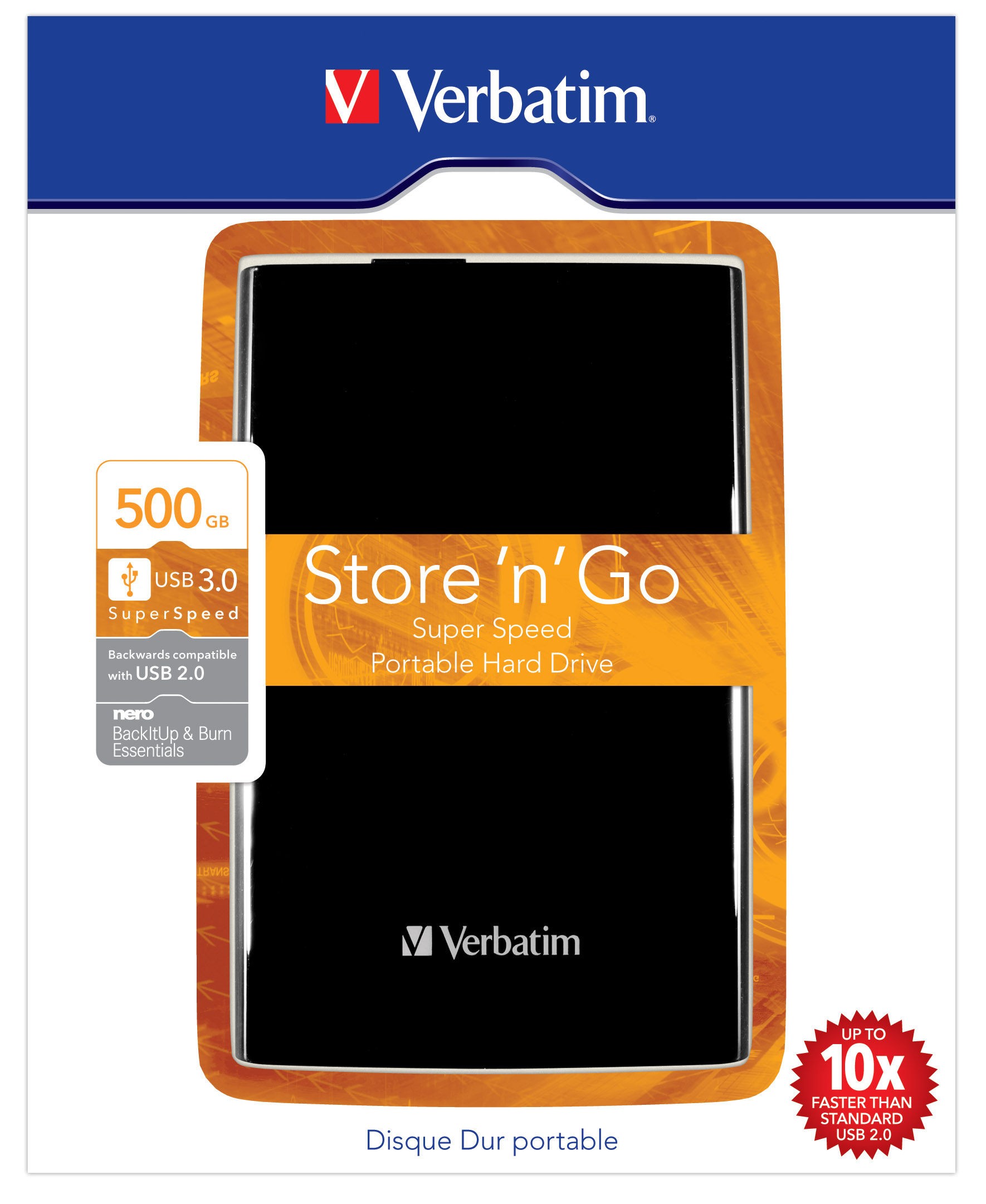 Verbatim Store 'n' Go 500GB Ekstern Harddisk (sort