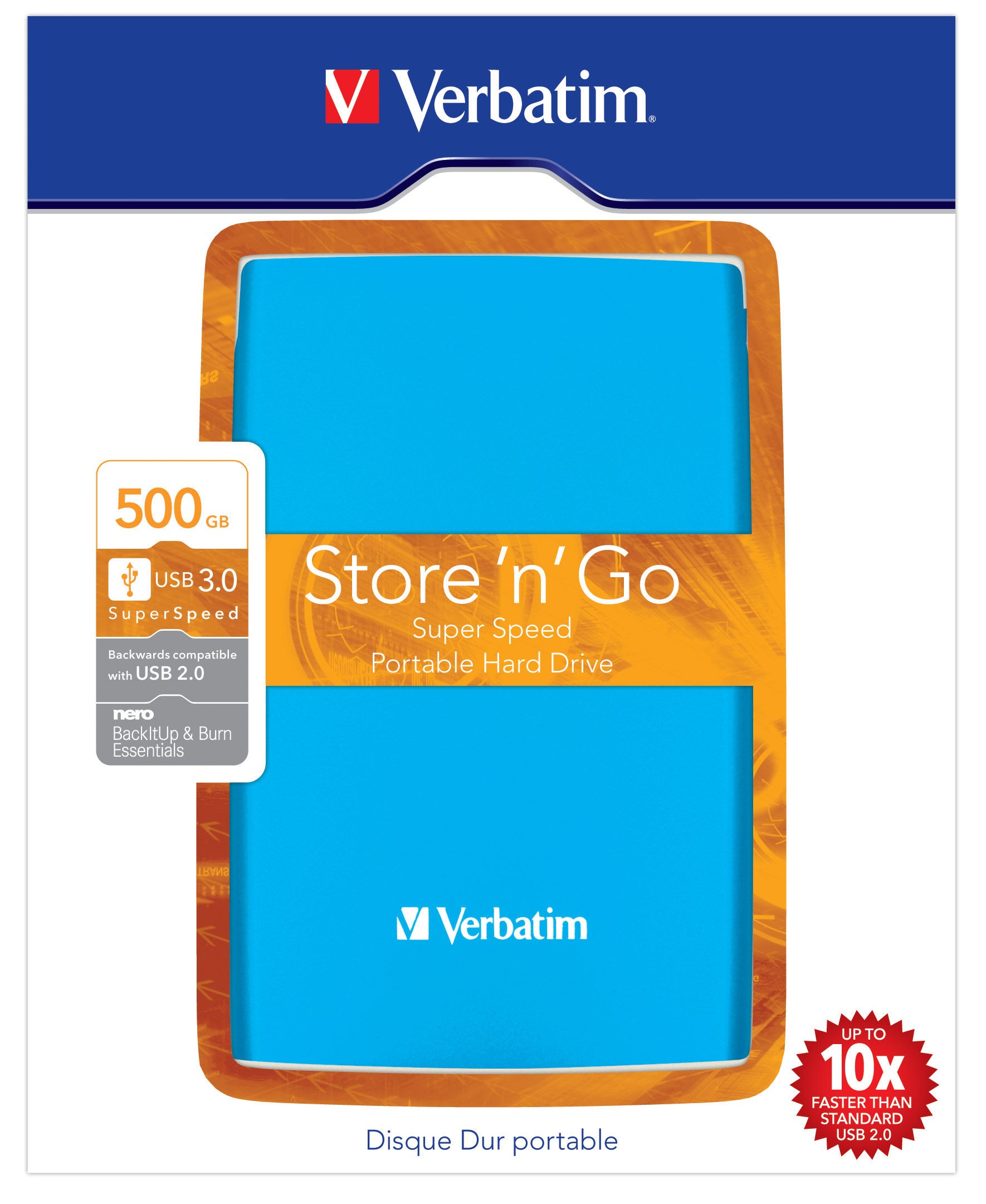 Verbatim Store 'n' Go ekstern harddisk 500 GB (bl&aring;