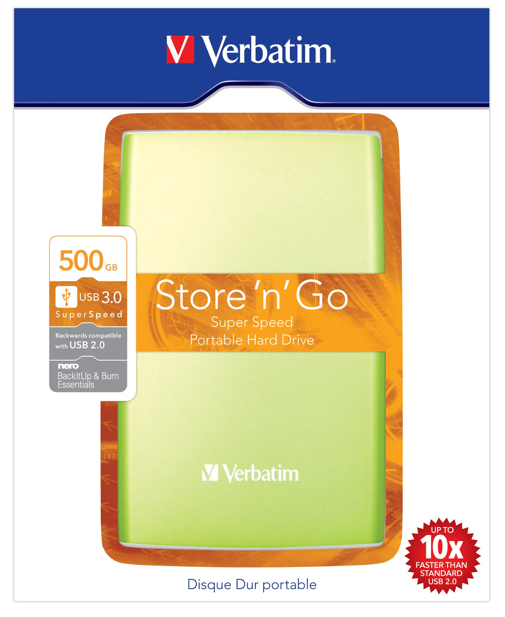 Verbatim Store 'n' Go 500GB Ekstern Harddisk (gr&oslash;n