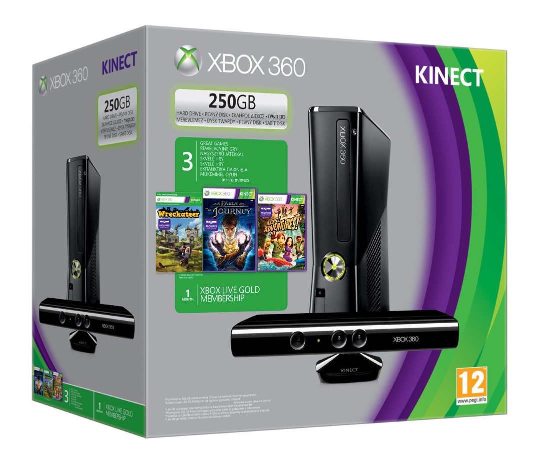 X360 250GB + Kinect + Fable The Journey + Wreckateers - herní konzole