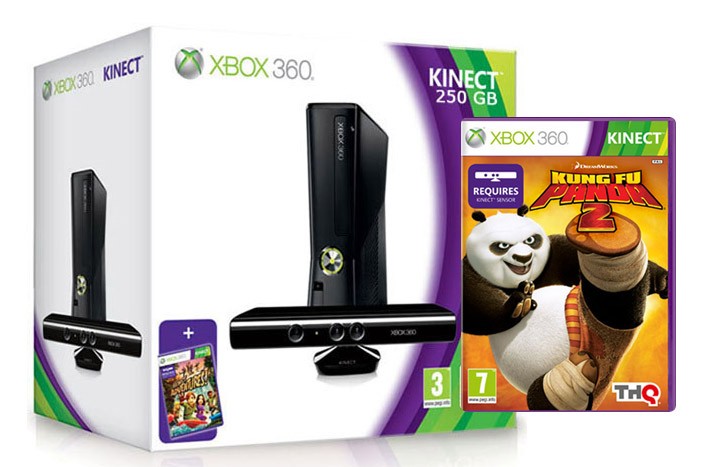 Microsoft Xbox 360 250GB + Kinect +K.F.Panda2 +Adventures - hern&aacute; konzola