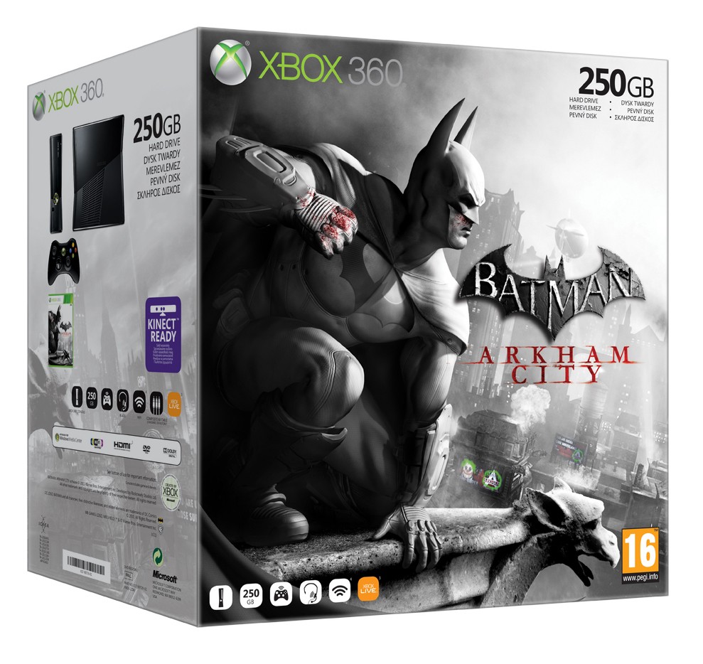 Xbox 360 250 GB konsoll + Batman Arkham City (X360