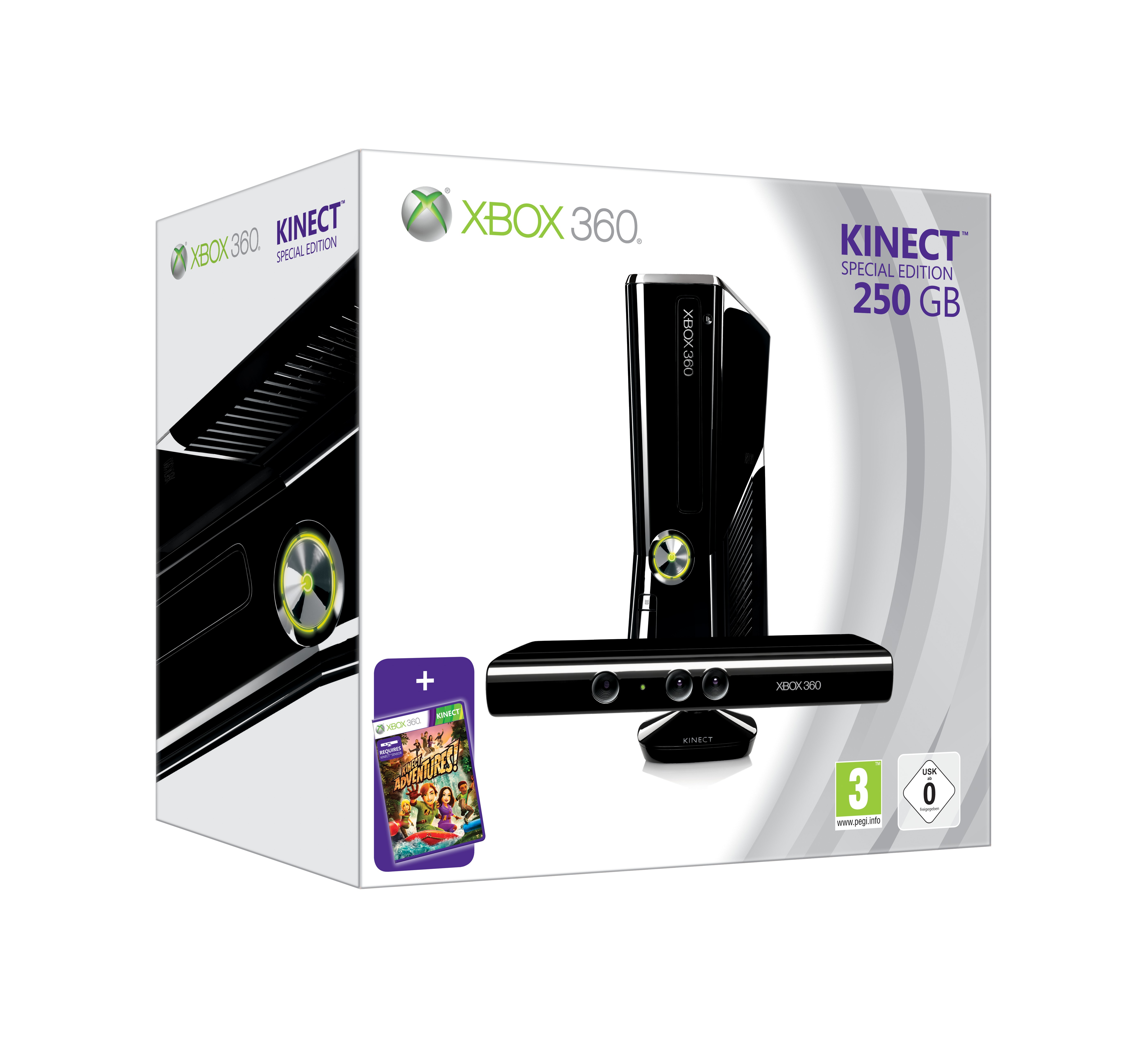 Xbox 360 Slim 250GB m/Kinect sensor