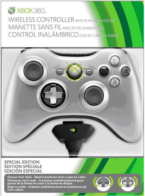 Tr&aring;dl&ouml;s X360 Kontroll med laddning (silver)