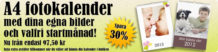 Framkalla din egna fotokalender i A4-format - Just nu 30% rabatt!