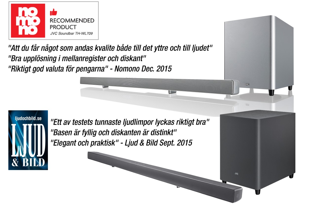 JVC THWL709 Topptestad och superslimmad soundbar i borstad aluminium