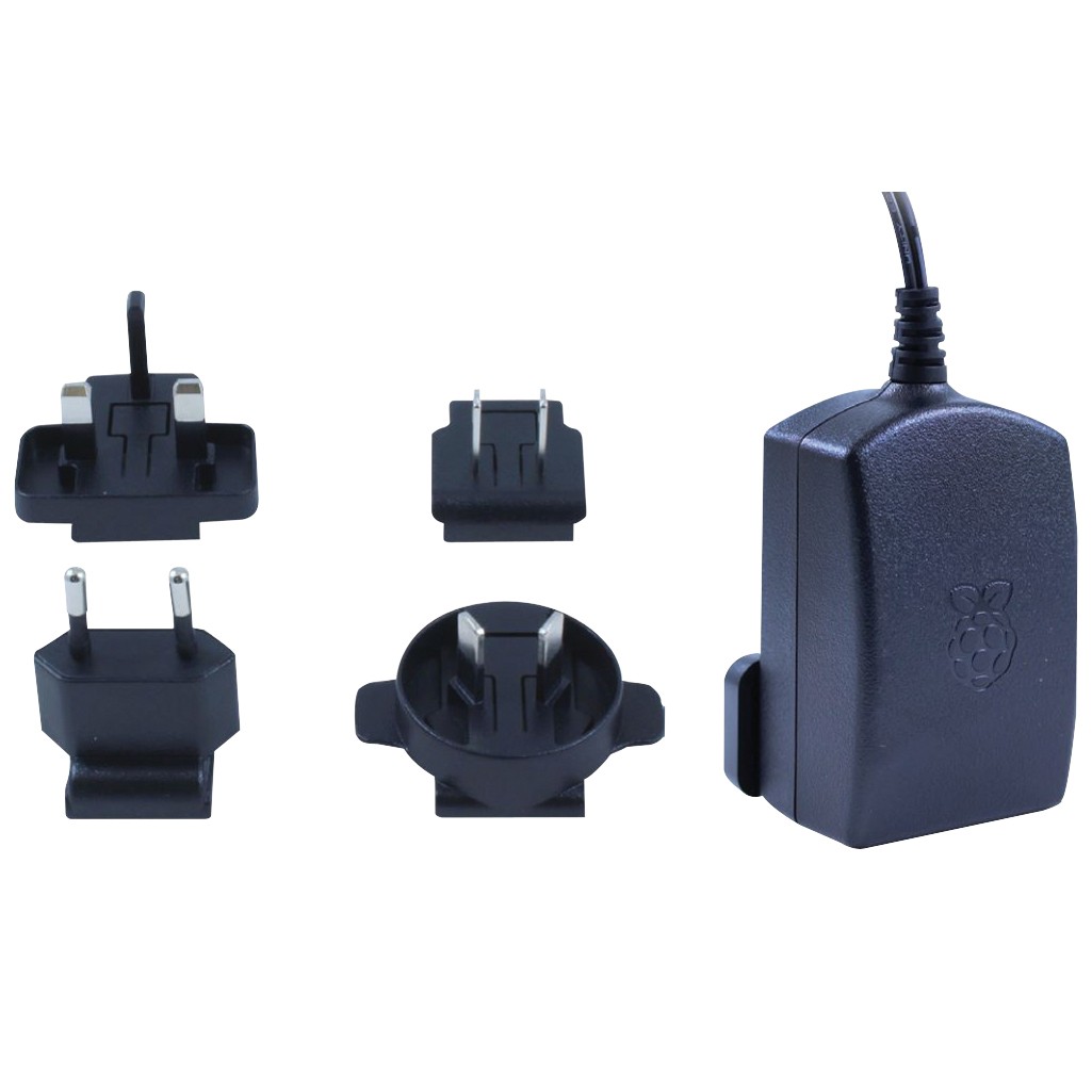 Raspberry Pi internationell strömadapter (svart)